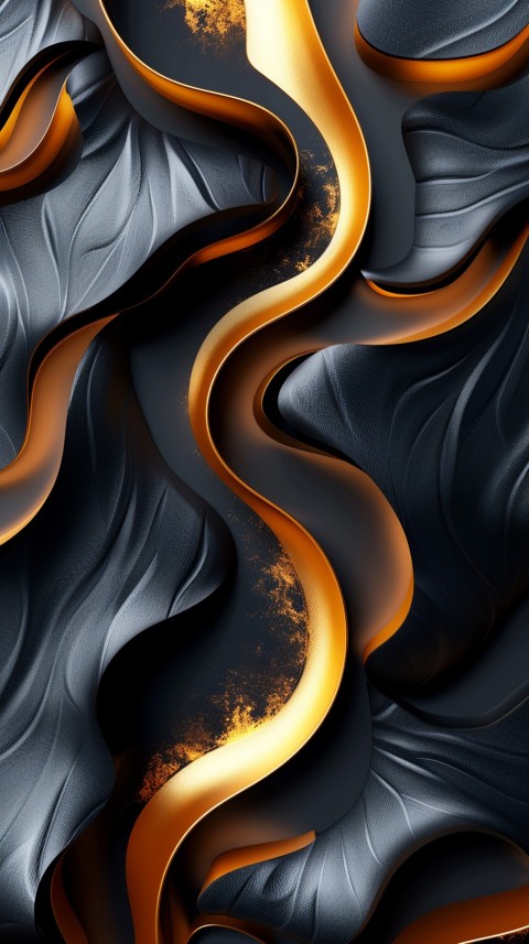 Black and Gold Waves Abstract  Luxury Black & Gold Art Aesthetic (26)