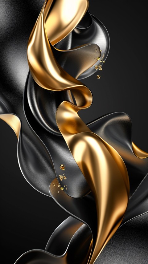 Black and Gold Waves Abstract  Luxury Black & Gold Art Aesthetic (54)