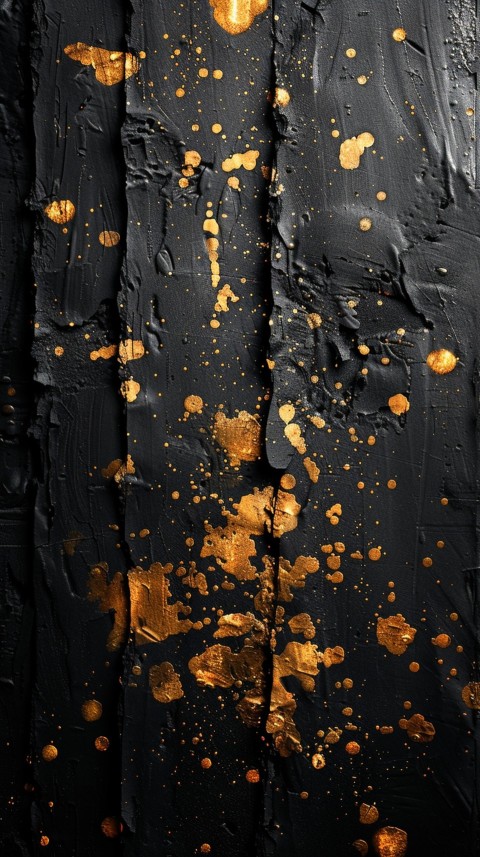 Black wood texture with gold splashes, grunge style aesthetic (28)