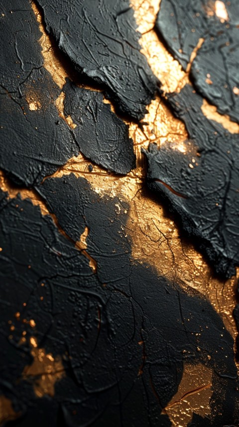 Black wood texture with gold splashes, grunge style aesthetic (24)