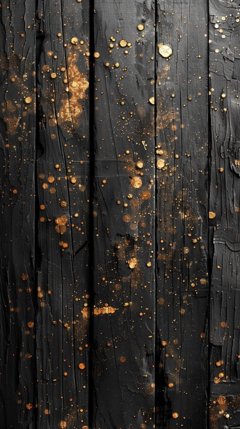 Black wood texture with gold splashes, grunge style aesthetic (13)