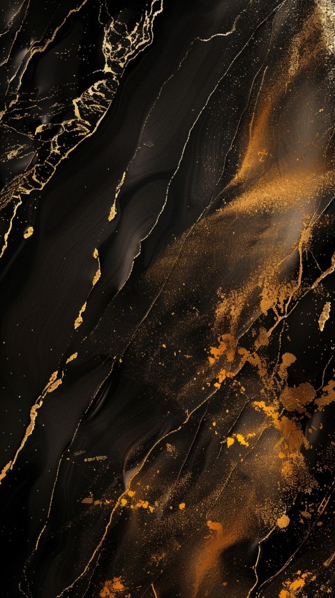 Marble texture, surrounded in the style of black and gold watercolor flowing lines, featuring an abstract design aesthetic (27)