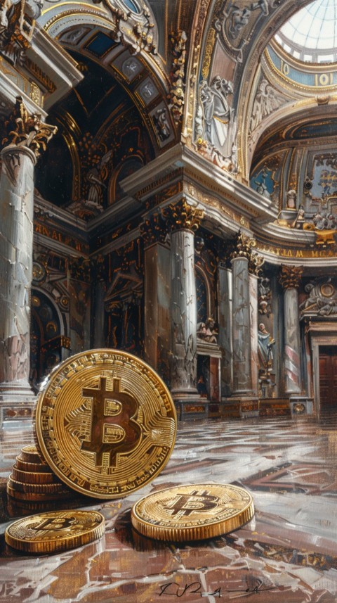 Bitcoin Cryptocurrency Gold Crypto Coin Creative Concept Aesthetic Symbol (50)