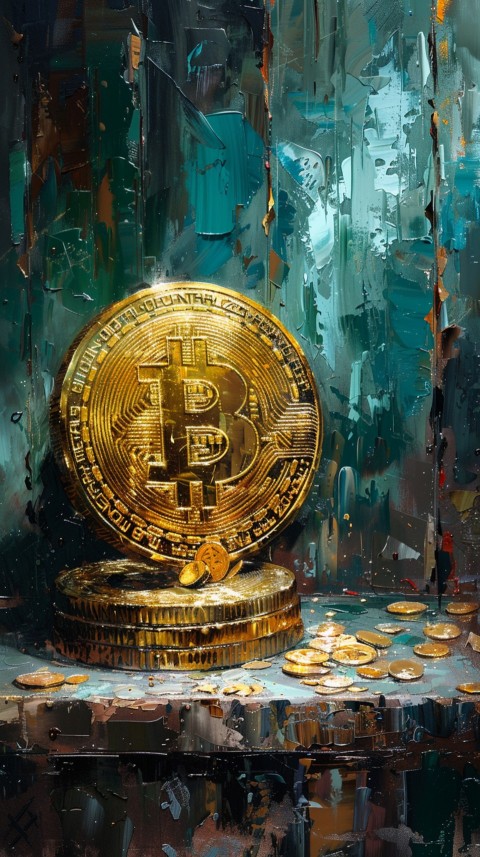 Bitcoin Cryptocurrency Gold Crypto Coin Creative Concept Aesthetic Symbol (49)