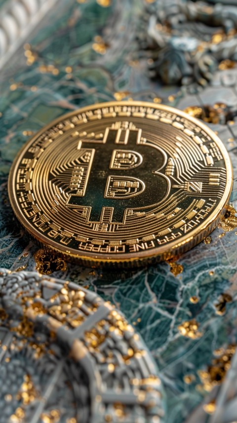 Bitcoin Cryptocurrency Gold Crypto Coin Creative Concept Aesthetic Symbol (90)