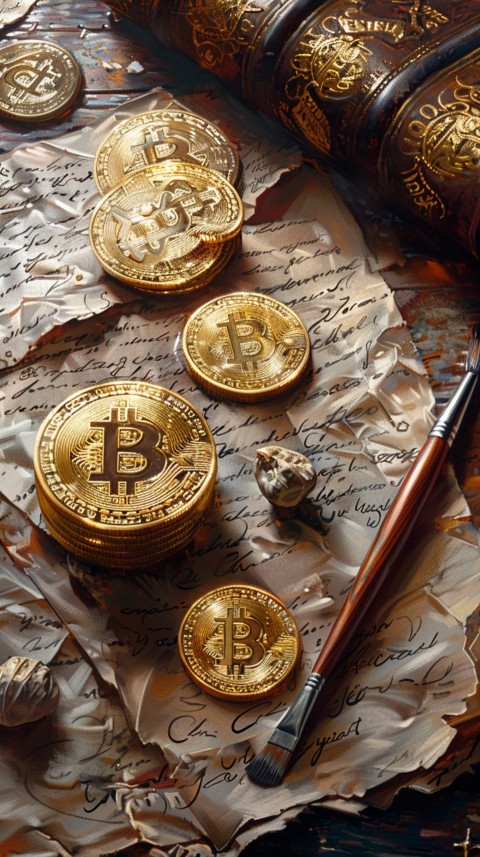 Bitcoin Cryptocurrency Gold Crypto Coin Creative Concept Aesthetic Symbol (55)