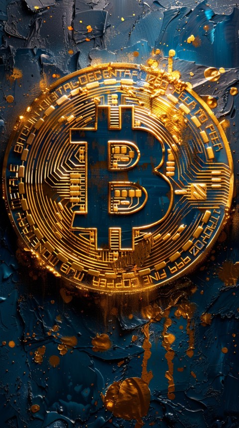 Bitcoin Cryptocurrency Gold Crypto Coin Creative Concept Aesthetic Symbol (70)