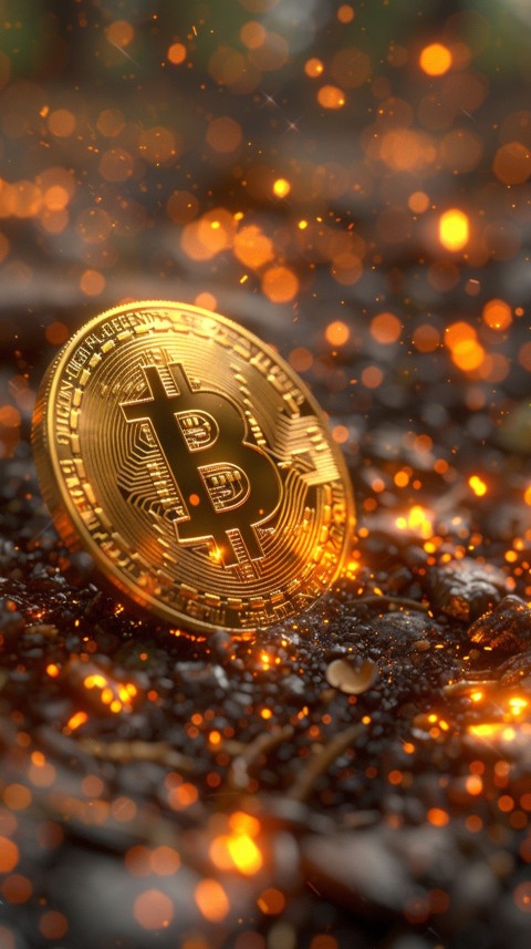 Bitcoin Cryptocurrency Gold Crypto Coin Creative Concept Aesthetic Symbol (123)