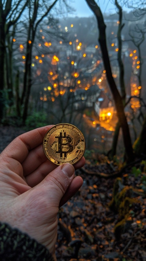 Bitcoin Cryptocurrency Gold Crypto Coin Creative Concept Aesthetic Symbol (177)