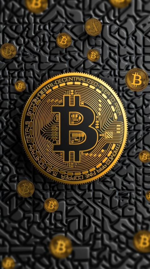 Bitcoin Cryptocurrency Gold Crypto Coin Creative Concept Aesthetic Symbol (205)