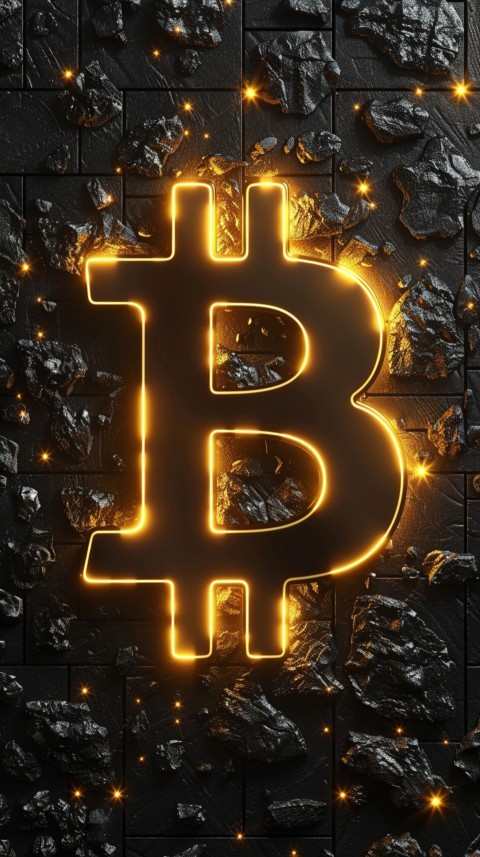 Bitcoin Cryptocurrency Gold Crypto Coin Creative Concept Aesthetic Symbol (261)