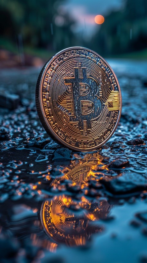 Bitcoin Cryptocurrency Gold Crypto Coin Creative Concept Aesthetic Symbol (318)