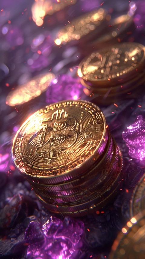 Bitcoin Cryptocurrency Gold Crypto Coin Creative Concept Aesthetic Symbol (304)