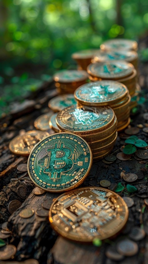 Bitcoin Cryptocurrency Gold Crypto Coin Creative Concept Aesthetic Symbol (306)
