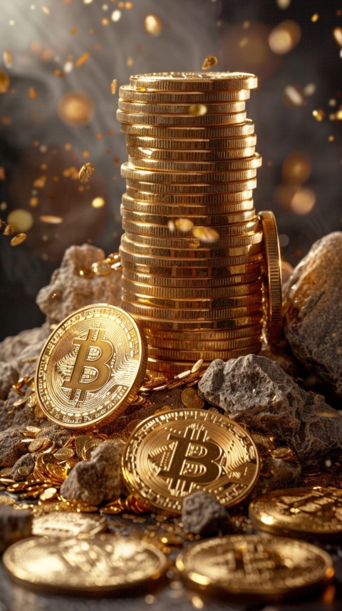 Bitcoin Cryptocurrency Gold Crypto Coin Creative Concept Aesthetic Symbol (339)