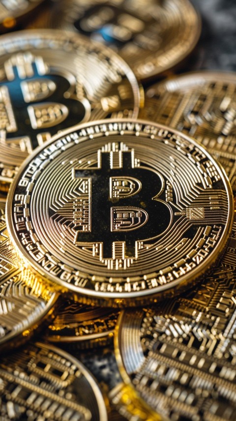 Bitcoin Cryptocurrency Gold Crypto Coin Creative Concept Aesthetic Symbol (311)