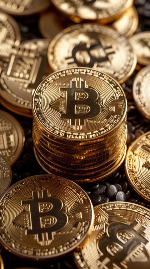 Bitcoin Cryptocurrency Gold Crypto Coin Creative Concept Aesthetic Symbol (308)