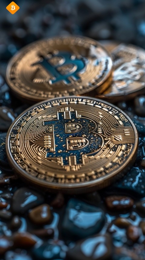Bitcoin Cryptocurrency Gold Crypto Coin Creative Concept Aesthetic Symbol (384)
