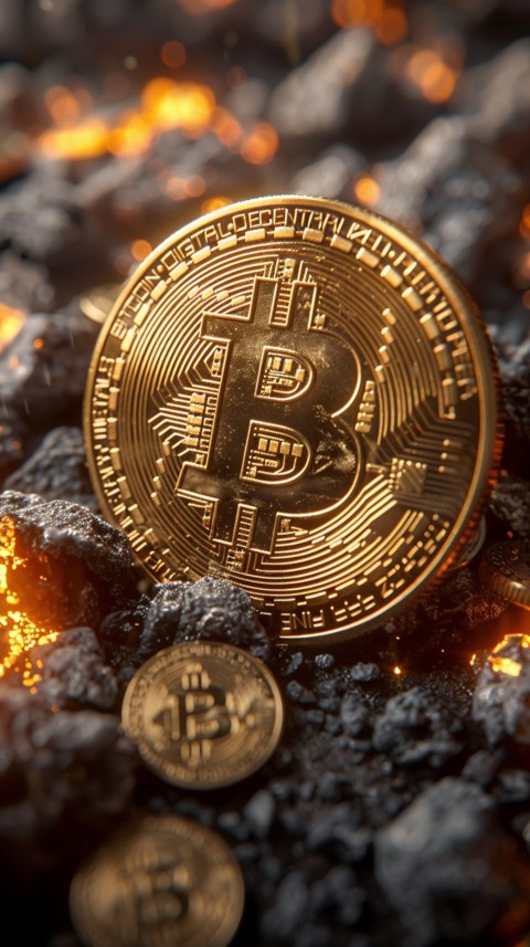 Bitcoin Cryptocurrency Gold Crypto Coin Creative Concept Aesthetic Symbol (371)
