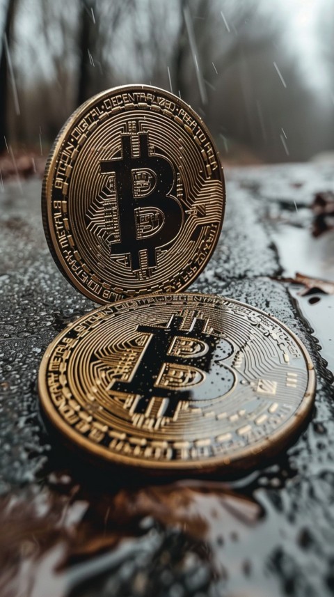 Bitcoin Cryptocurrency Gold Crypto Coin Creative Concept Aesthetic Symbol (398)