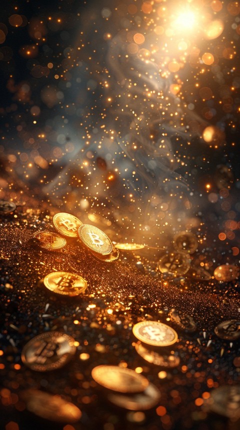 Bitcoin Cryptocurrency Gold Crypto Coin Creative Concept Aesthetic Symbol (354)