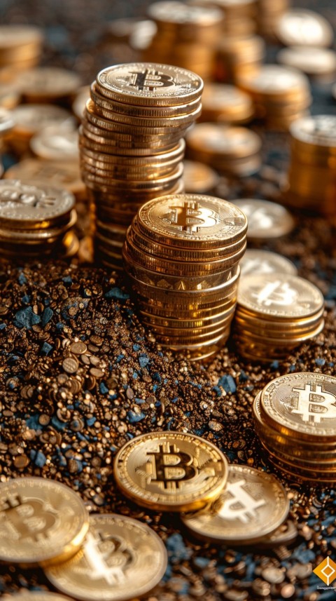 Bitcoin Cryptocurrency Gold Crypto Coin Creative Concept Aesthetic Symbol (393)