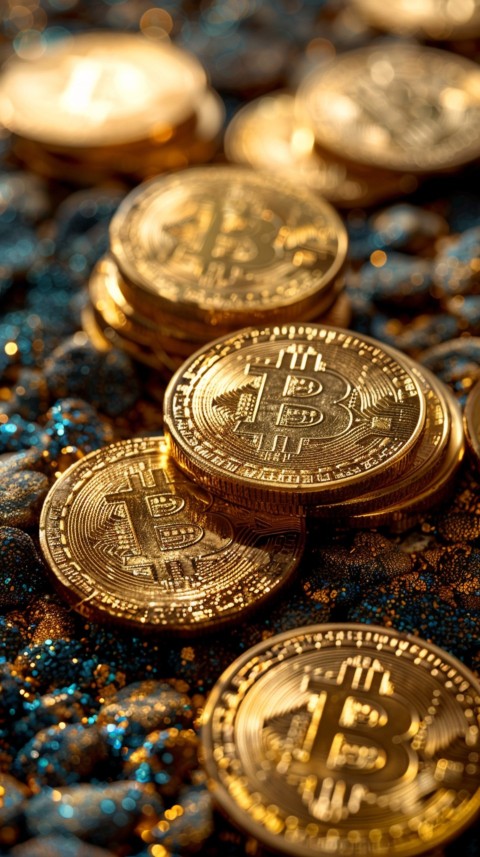Bitcoin Cryptocurrency Gold Crypto Coin Creative Concept Aesthetic Symbol (424)