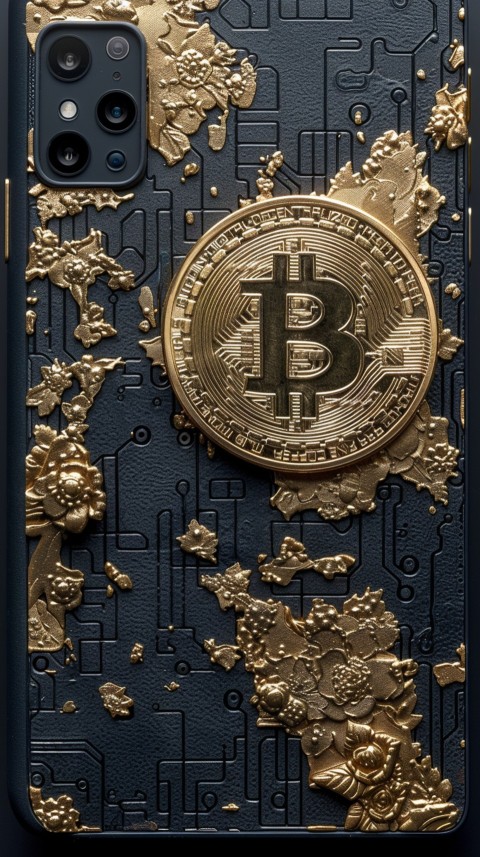 Bitcoin Cryptocurrency Gold Crypto Coin Creative Concept Aesthetic Symbol (446)
