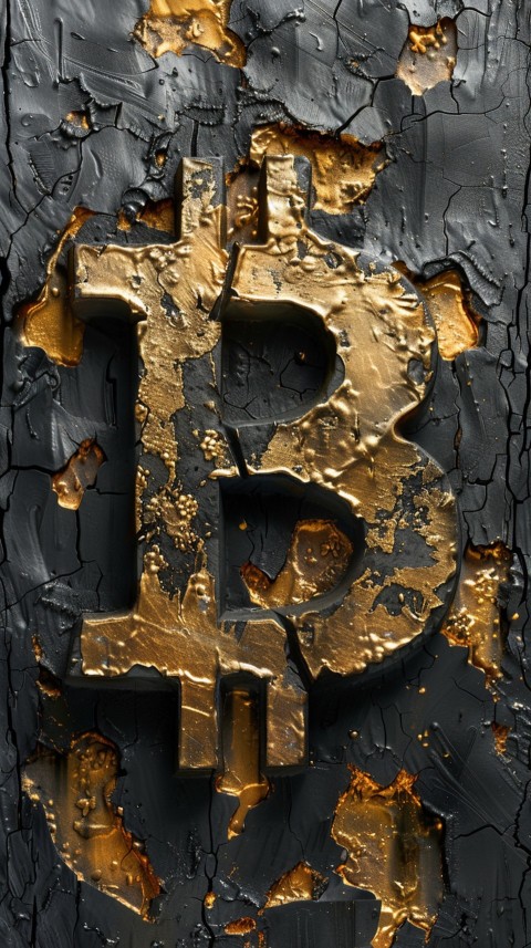 Bitcoin Cryptocurrency Gold Crypto Coin Creative Concept Aesthetic Symbol (421)
