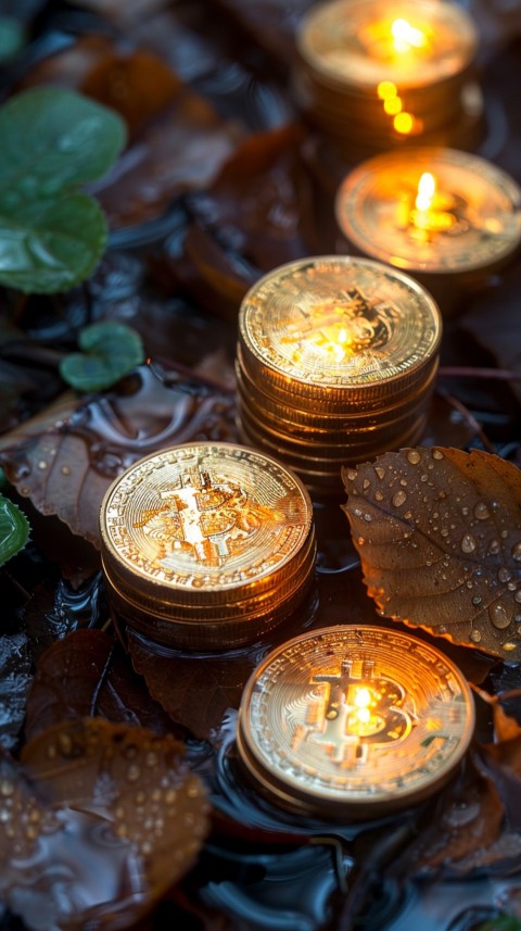 Bitcoin Cryptocurrency Gold Crypto Coin Creative Concept Aesthetic Symbol (442)