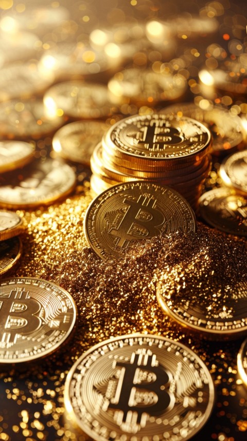 Bitcoin Cryptocurrency Gold Crypto Coin Creative Concept Aesthetic Symbol (440)