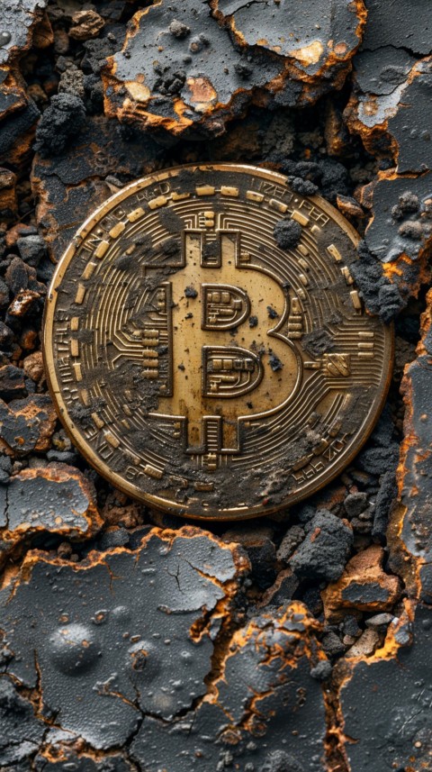 Bitcoin Cryptocurrency Gold Crypto Coin Creative Concept Aesthetic Symbol (477)