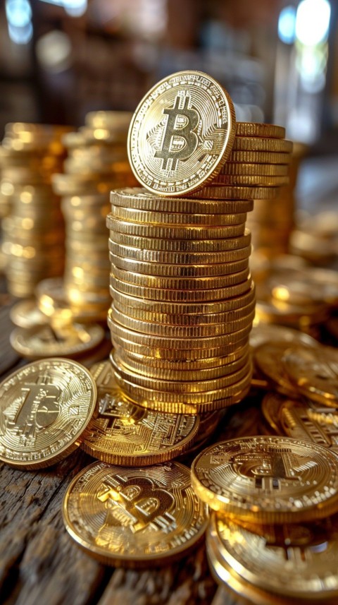 Bitcoin Cryptocurrency Gold Crypto Coin Creative Concept Aesthetic Symbol (521)