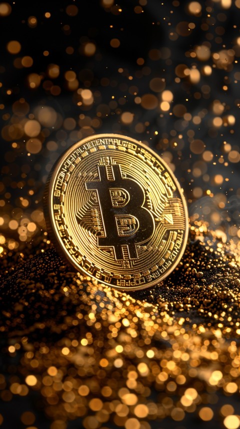 Bitcoin Cryptocurrency Gold Crypto Coin Creative Concept Aesthetic Symbol (564)
