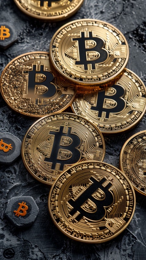 Bitcoin Cryptocurrency Gold Crypto Coin Creative Concept Aesthetic Symbol (584)