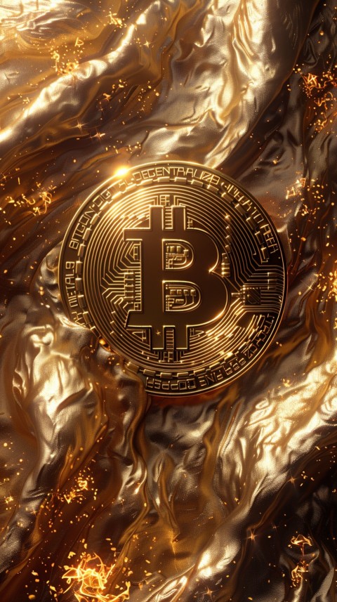 Bitcoin Cryptocurrency Gold Crypto Coin Creative Concept Aesthetic Symbol (587)