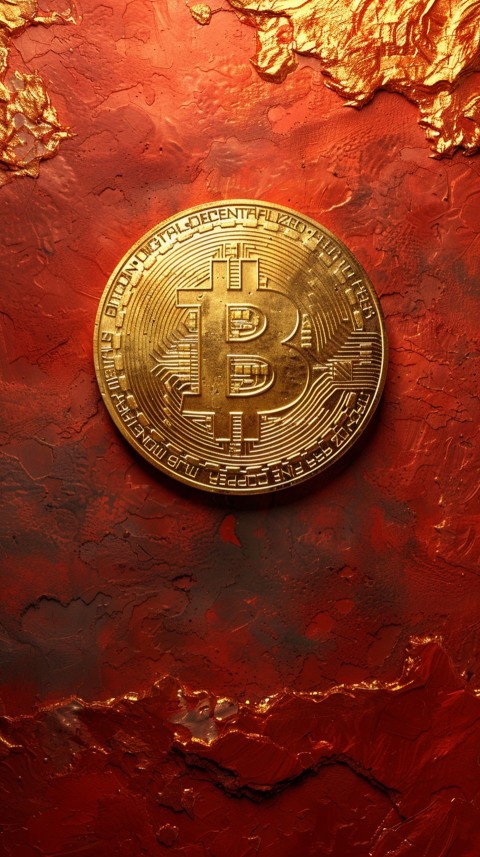 Bitcoin Cryptocurrency Gold Crypto Coin Creative Concept Aesthetic Symbol (616)