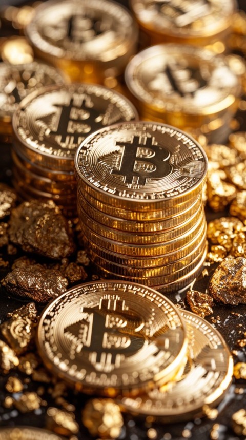 Bitcoin Cryptocurrency Gold Crypto Coin Creative Concept Aesthetic Symbol (661)