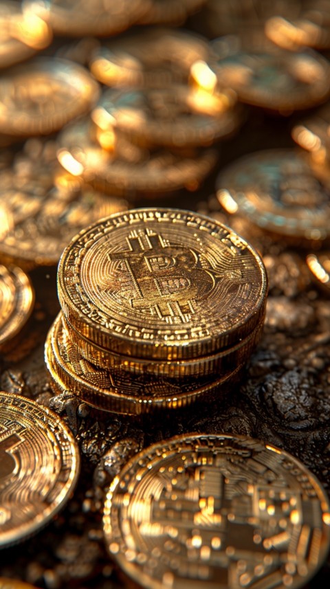 Bitcoin Cryptocurrency Gold Crypto Coin Creative Concept Aesthetic Symbol (685)