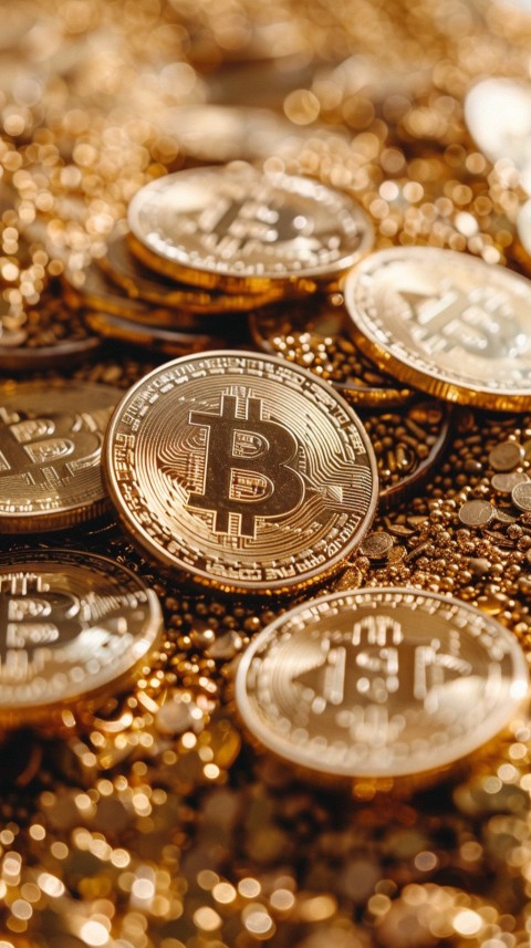 Bitcoin Cryptocurrency Gold Crypto Coin Creative Concept Aesthetic Symbol (673)