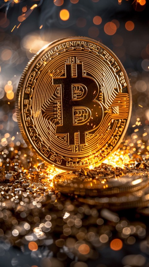 Bitcoin Cryptocurrency Gold Crypto Coin Creative Concept Aesthetic Symbol (697)