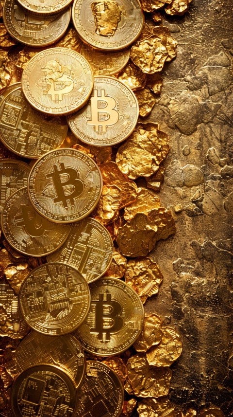 Bitcoin Cryptocurrency Gold Crypto Coin Creative Concept Aesthetic Symbol (662)