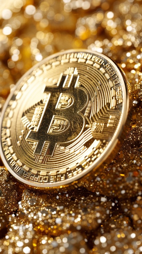 Bitcoin Cryptocurrency Gold Crypto Coin Creative Concept Aesthetic Symbol (733)