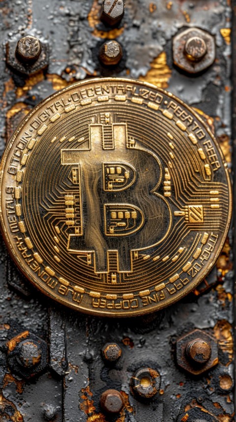 Bitcoin Cryptocurrency Gold Crypto Coin Creative Concept Aesthetic Symbol (703)