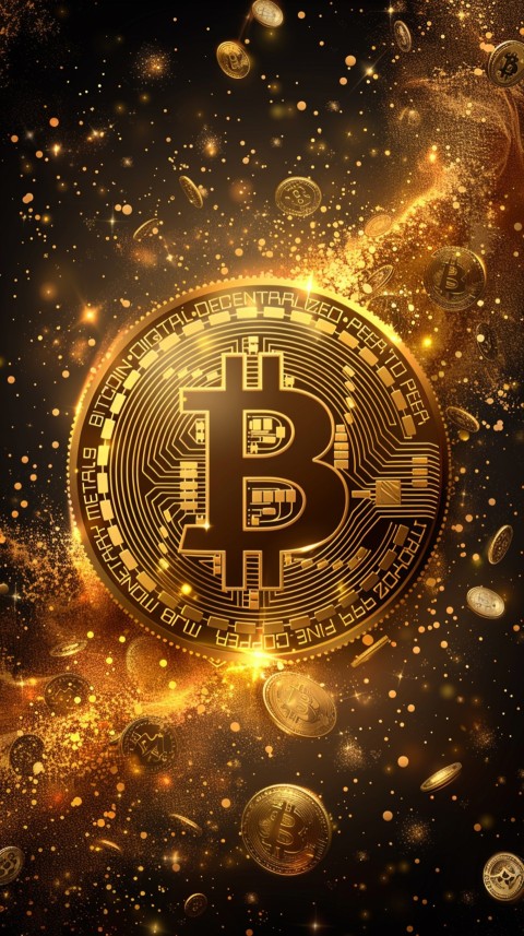 Bitcoin Cryptocurrency Gold Crypto Coin Creative Concept Aesthetic Symbol (735)