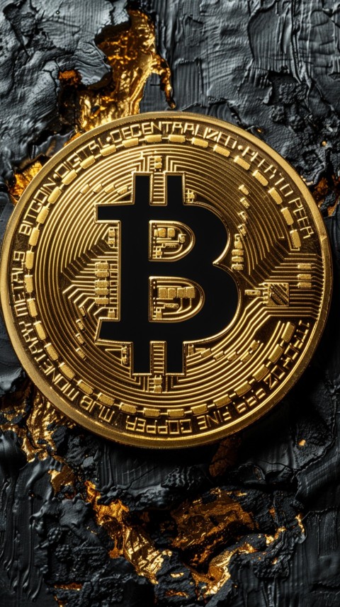 Bitcoin Cryptocurrency Gold Crypto Coin Creative Concept Aesthetic Symbol (746)