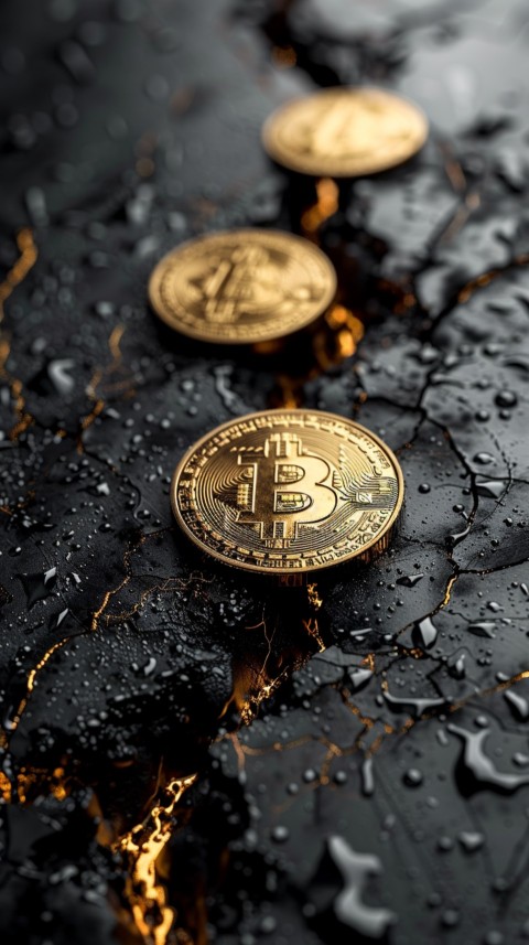 Bitcoin Cryptocurrency Gold Crypto Coin Creative Concept Aesthetic Symbol (778)