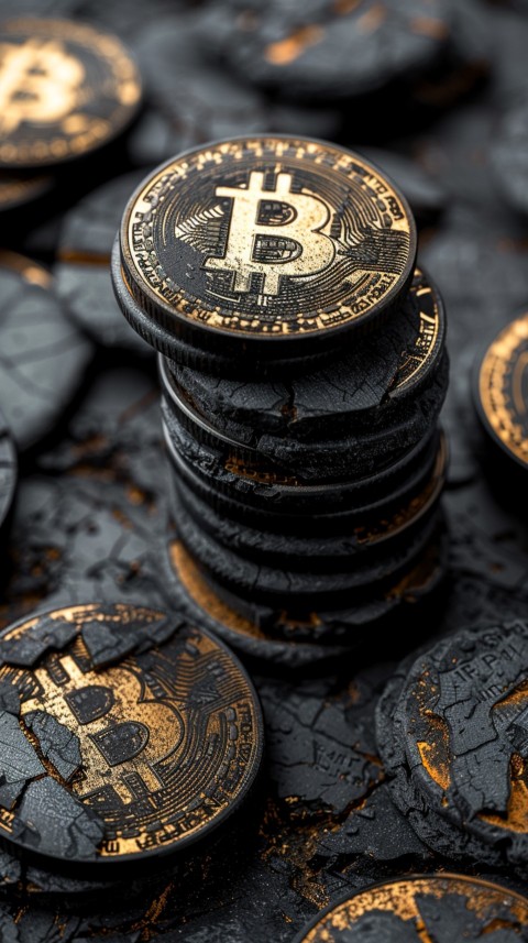 Bitcoin Cryptocurrency Gold Crypto Coin Creative Concept Aesthetic Symbol (786)