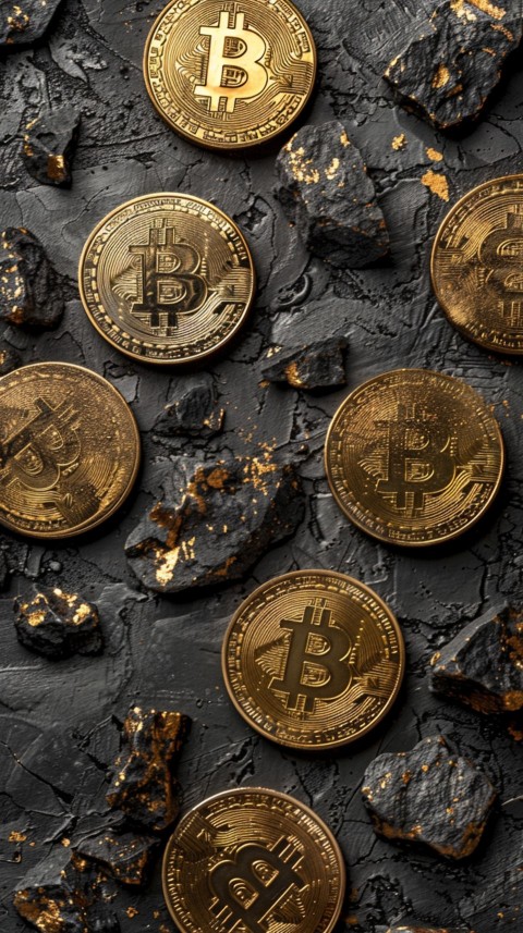 Bitcoin Cryptocurrency Gold Crypto Coin Creative Concept Aesthetic Symbol (758)