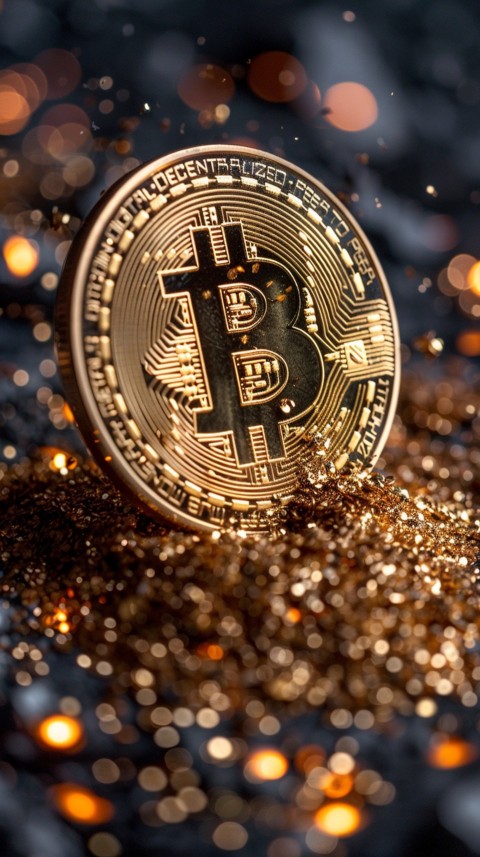 Bitcoin Cryptocurrency Gold Crypto Coin Creative Concept Aesthetic Symbol (780)